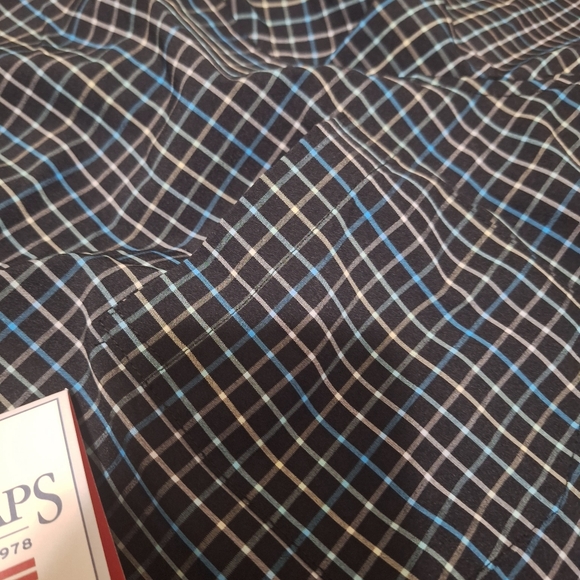 NWT CHAPS Everyday Performance Mens Black Blue Plaid Short Sleeve Button Up SM - Picture 7 of 8